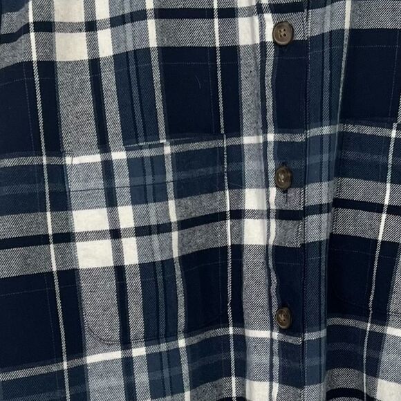 J.Crew Plaid Flannel Shirt Jacket Womens Large Blue Signature Fit Button Down - Picture 4 of 7